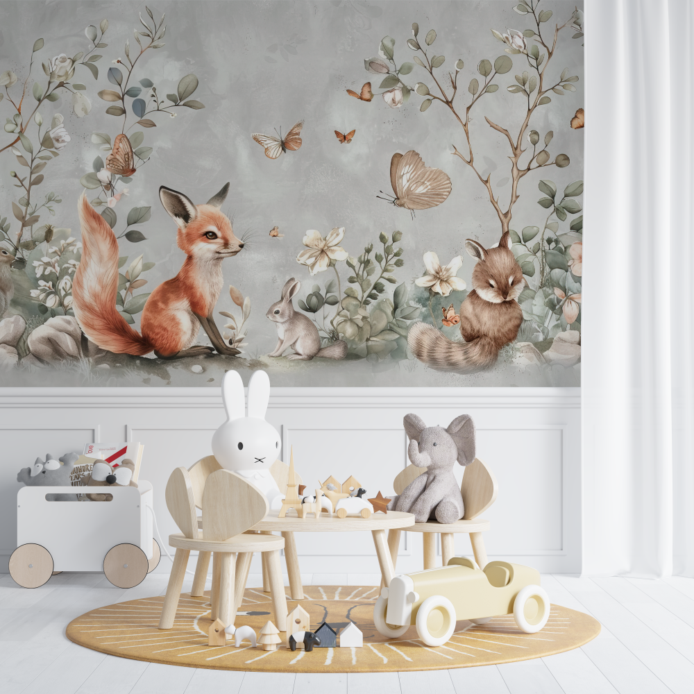 Fox and Wildflowers Wallpaper | Murals Wallpaper