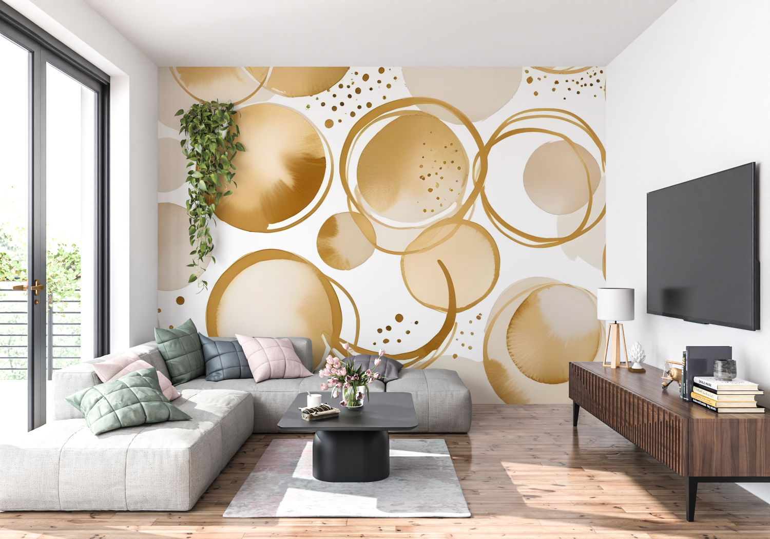 Gold Round Wallpaper | Murals Wallpaper