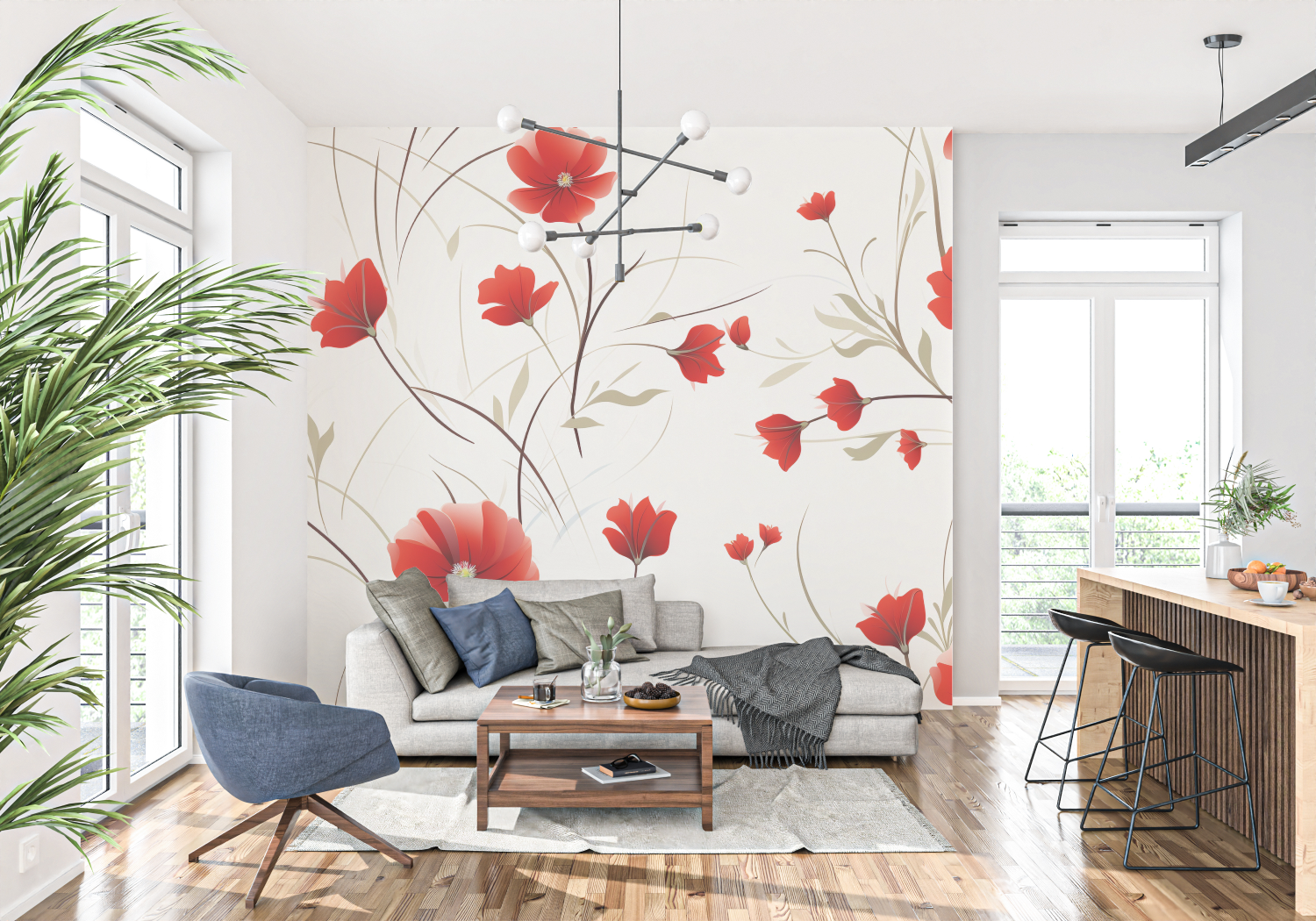 White and Red Wallpaper | Murals Wallpaper