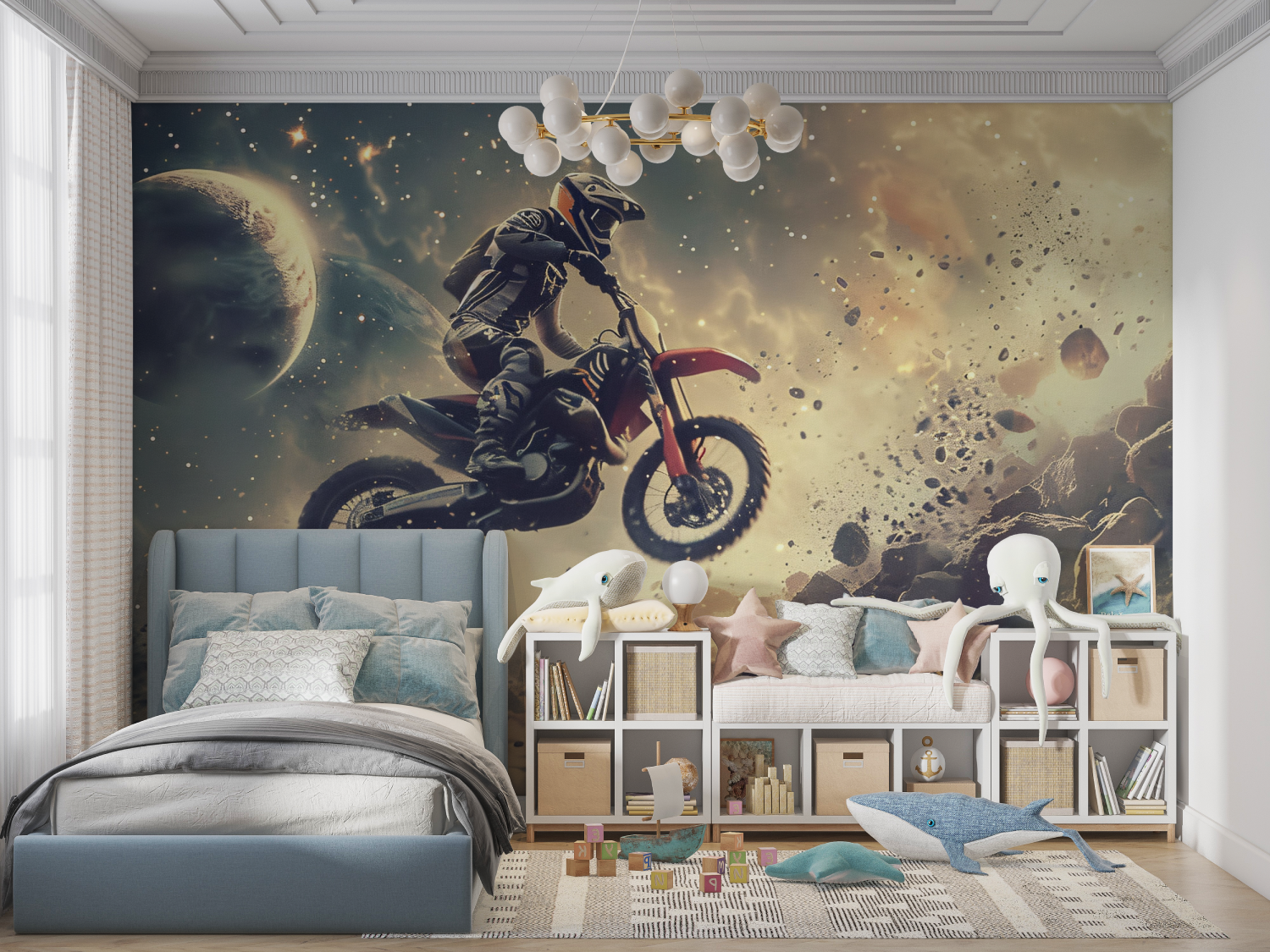 Tapeten Garçon Course de Moto - panoramique garçon