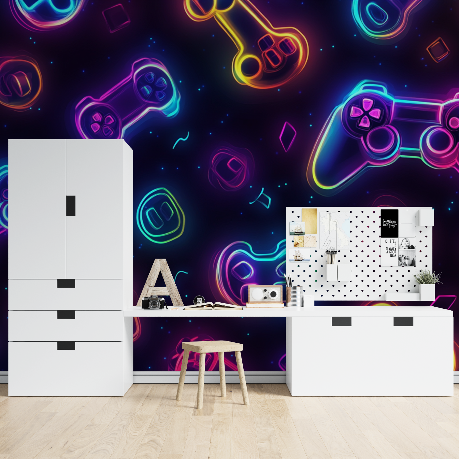 Tapeten Neon Gamer Patroon Tapisserie Spiderman