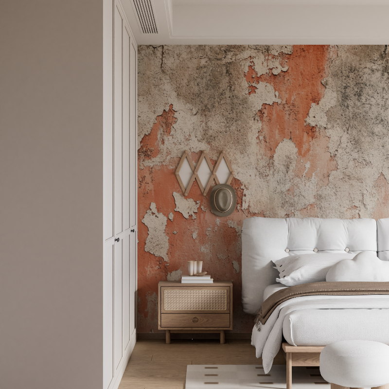 Terracotta Concrete Effect Wallpaper | Murals Wallpaper