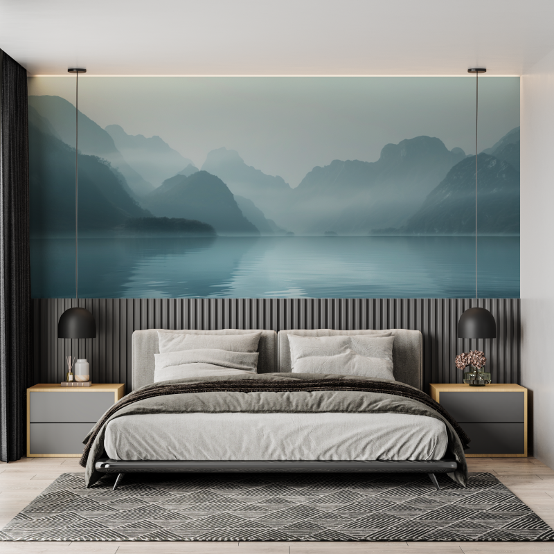 Custom Wallpaper Mountain Lake Mist | Murals Wallpaper