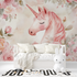 Pink Unicorn Wallpaper with Pink Flowers | Murals Wallpaper