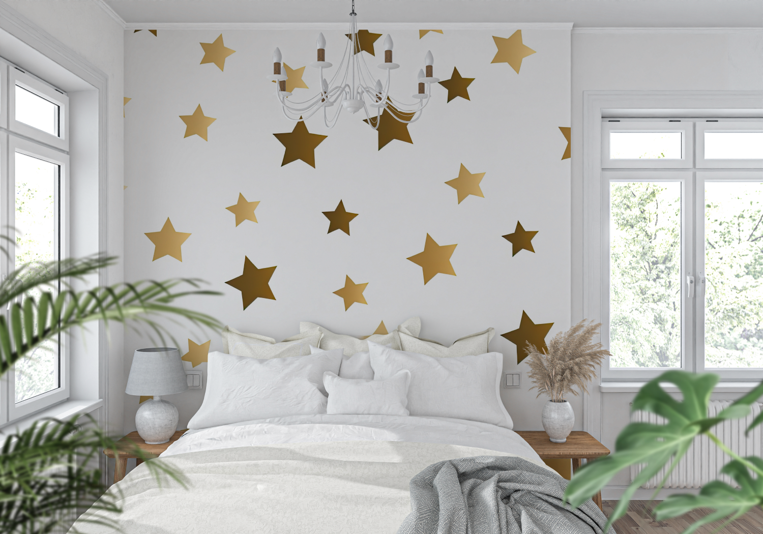 Papier Peint Étoiles Dorées - 4murs