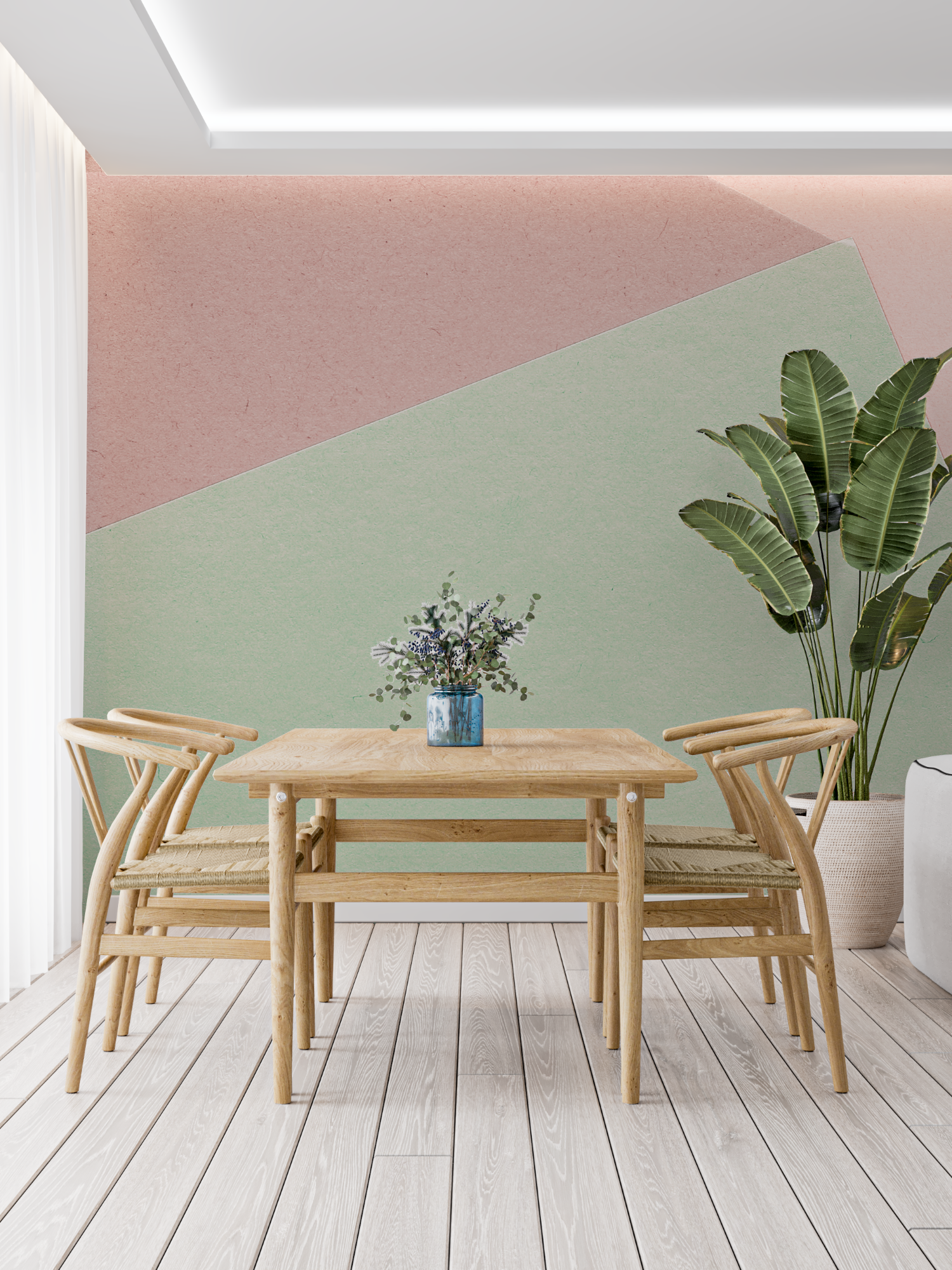 Pastel Pink and Green Wallpaper | Murals Wallpaper