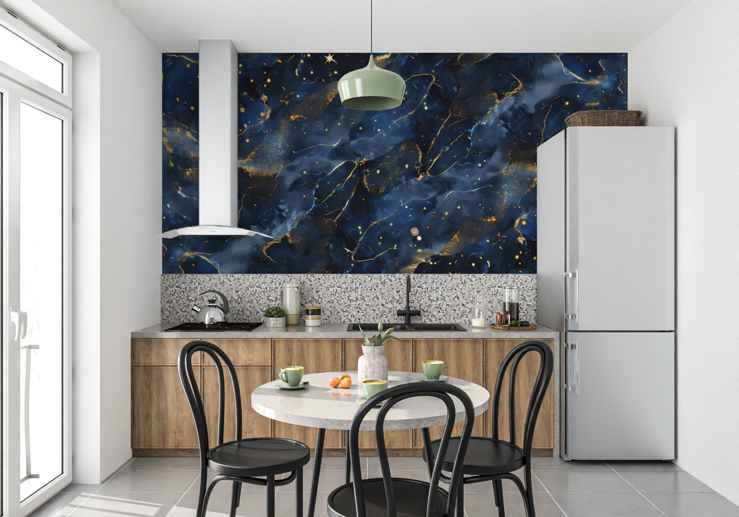 Blue and Gold Mural Wallpaper | Murals Wallpaper