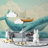 Sky Blue Whale Mural Wallpaper | Murals Wallpaper
