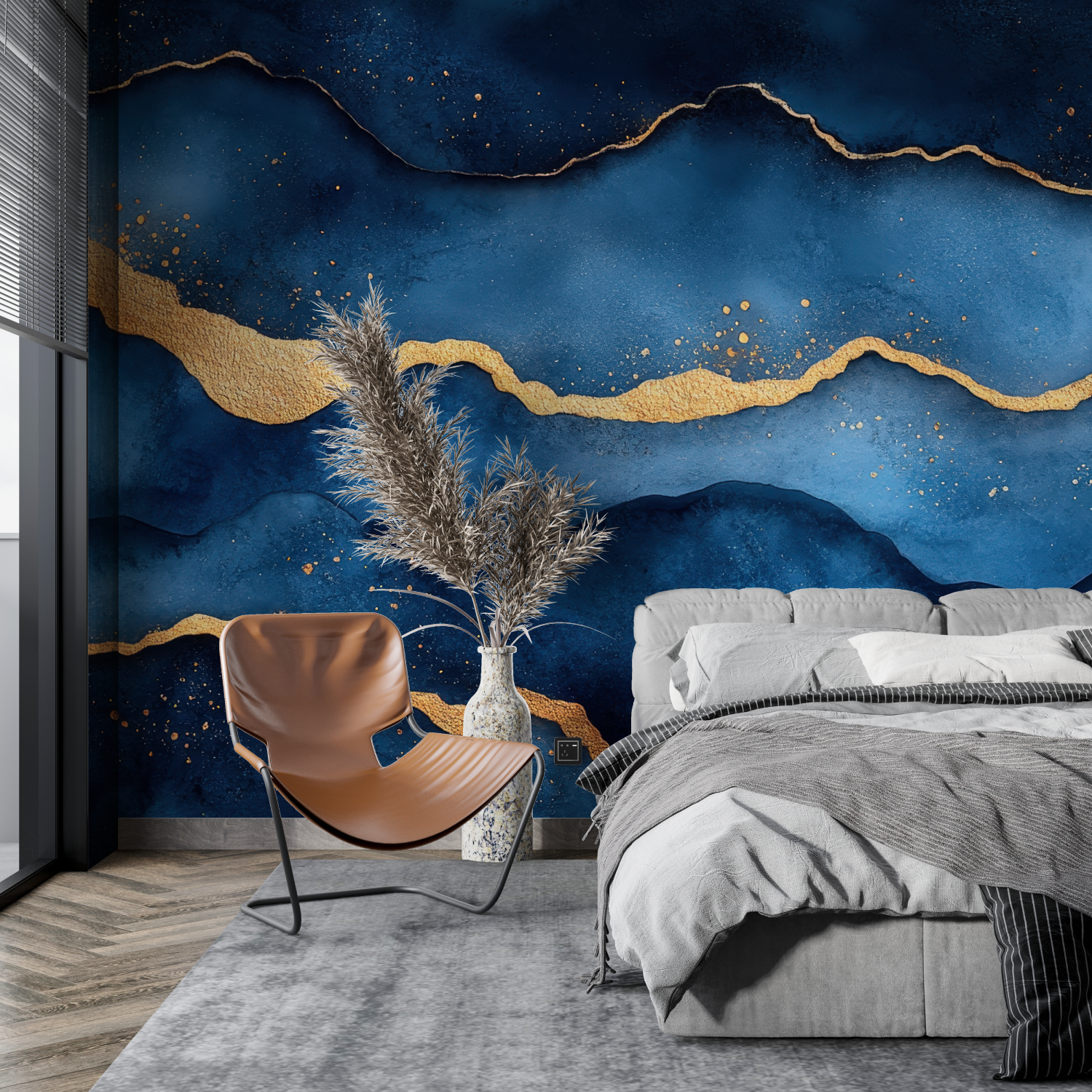 Blue Gold Wallpaper | Murals Wallpaper
