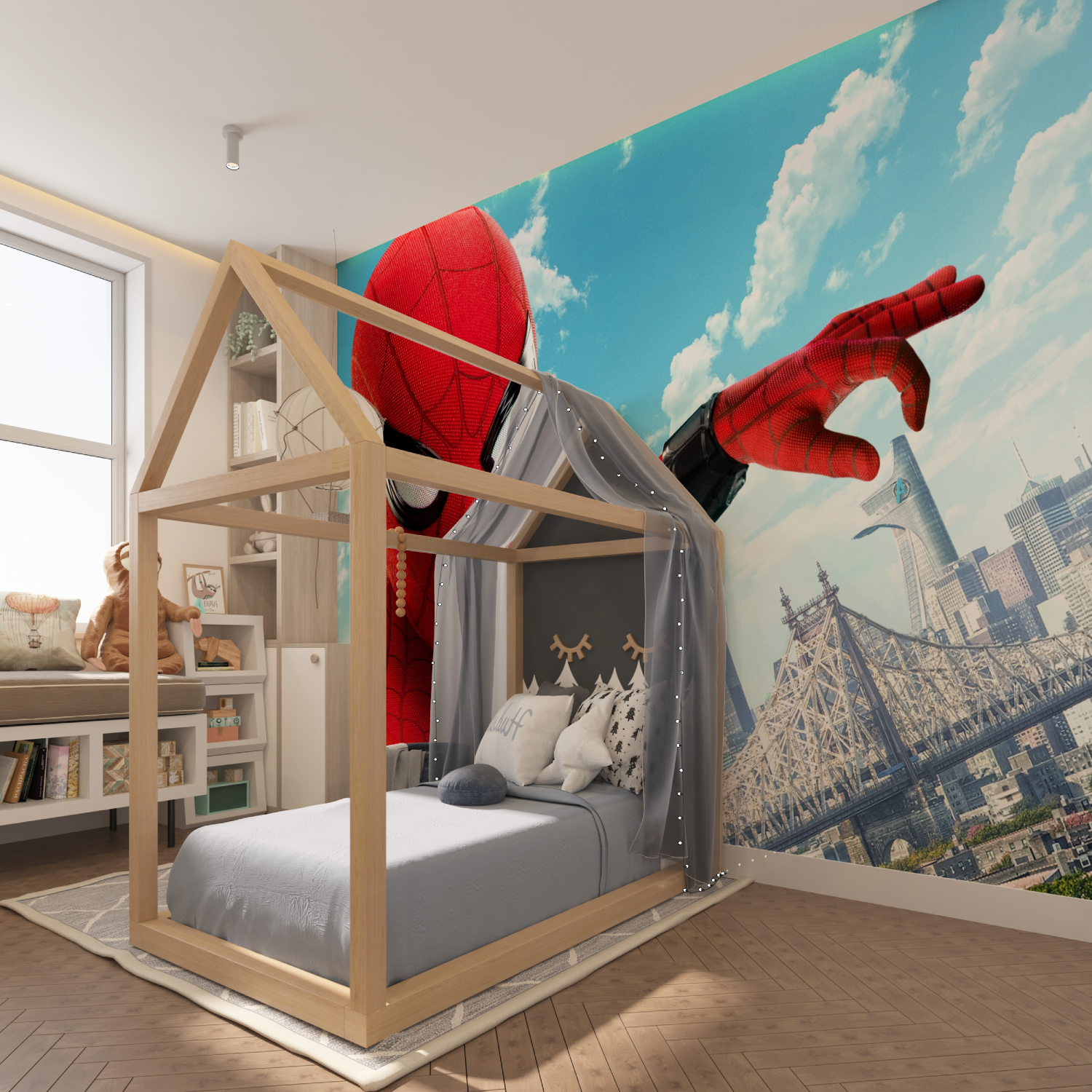 3D Spider-Man Trompe L'Oeil Wallpaper | Murals Wallpaper