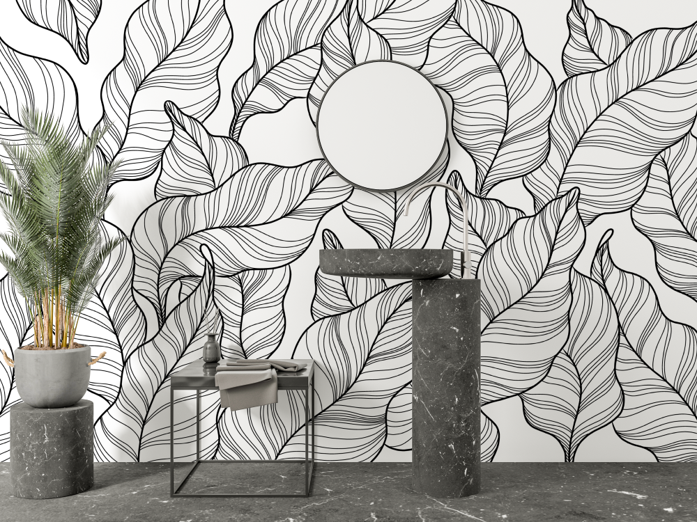 Black and White Wallpaper for Bathroom | Murals Wallpaper