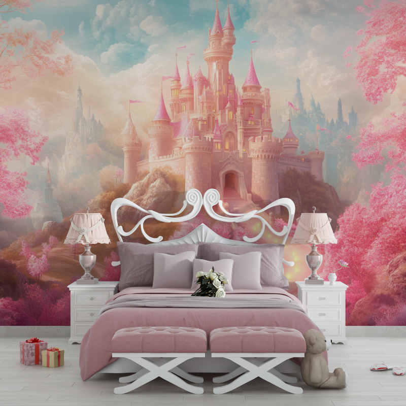 Tapete Prinzessin und ihr Schloss-Schlafzimmer