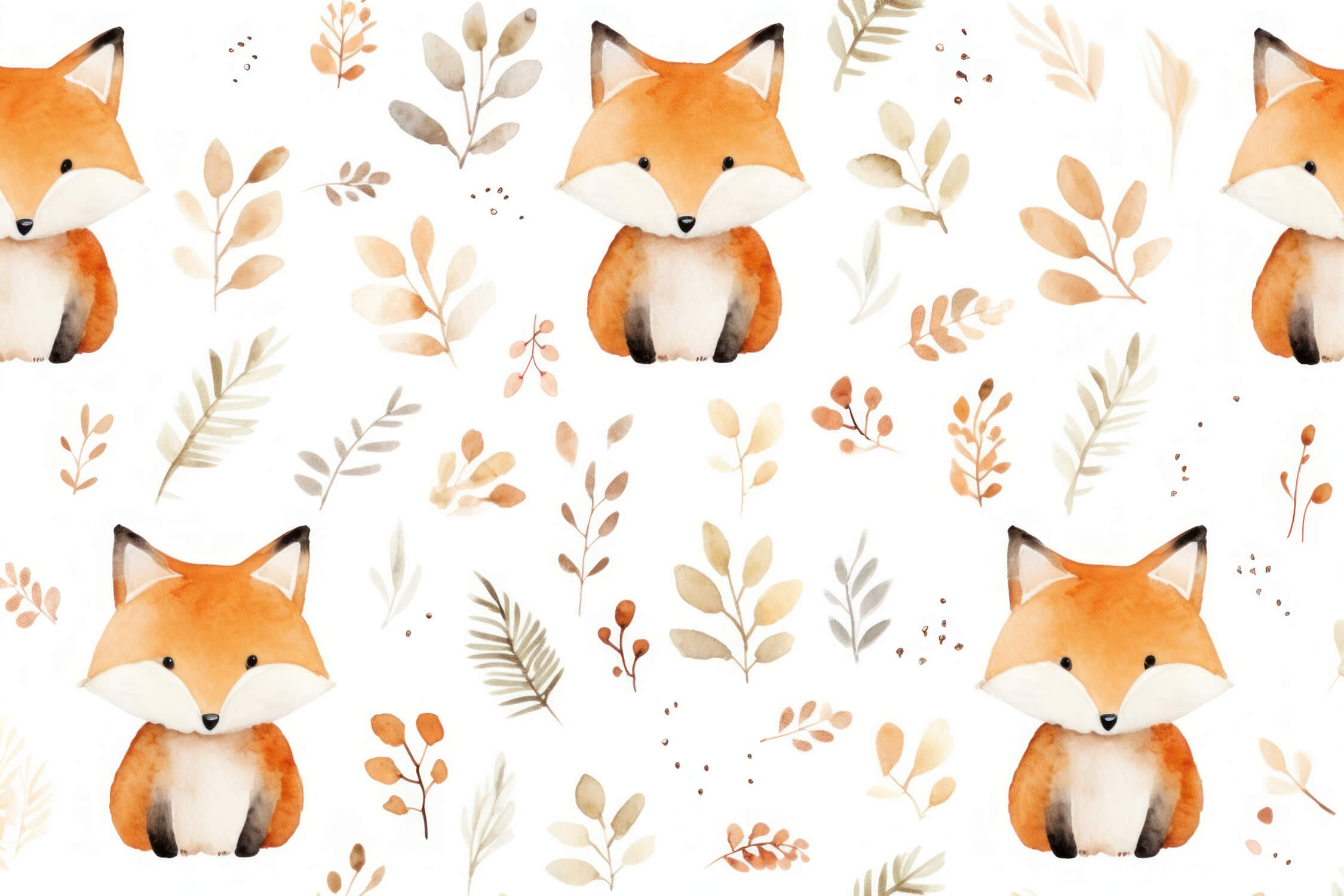 Fox Large Pattern Wallpaper | Murals Wallpaper
