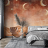 Terracotta Wallpaper with Moons and Stars | Murals Wallpaper