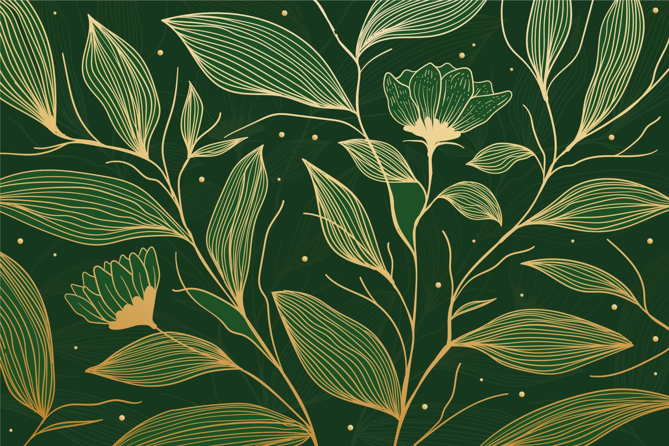 Gold and Green Wallpaper | Murals Wallpaper