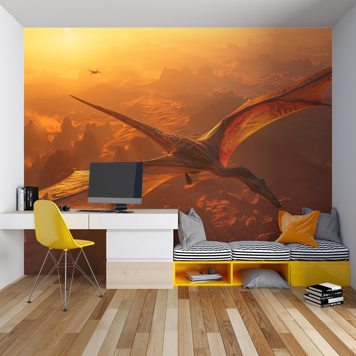 Dinosaur Sunset Sky Wallpaper | Murals Wallpaper