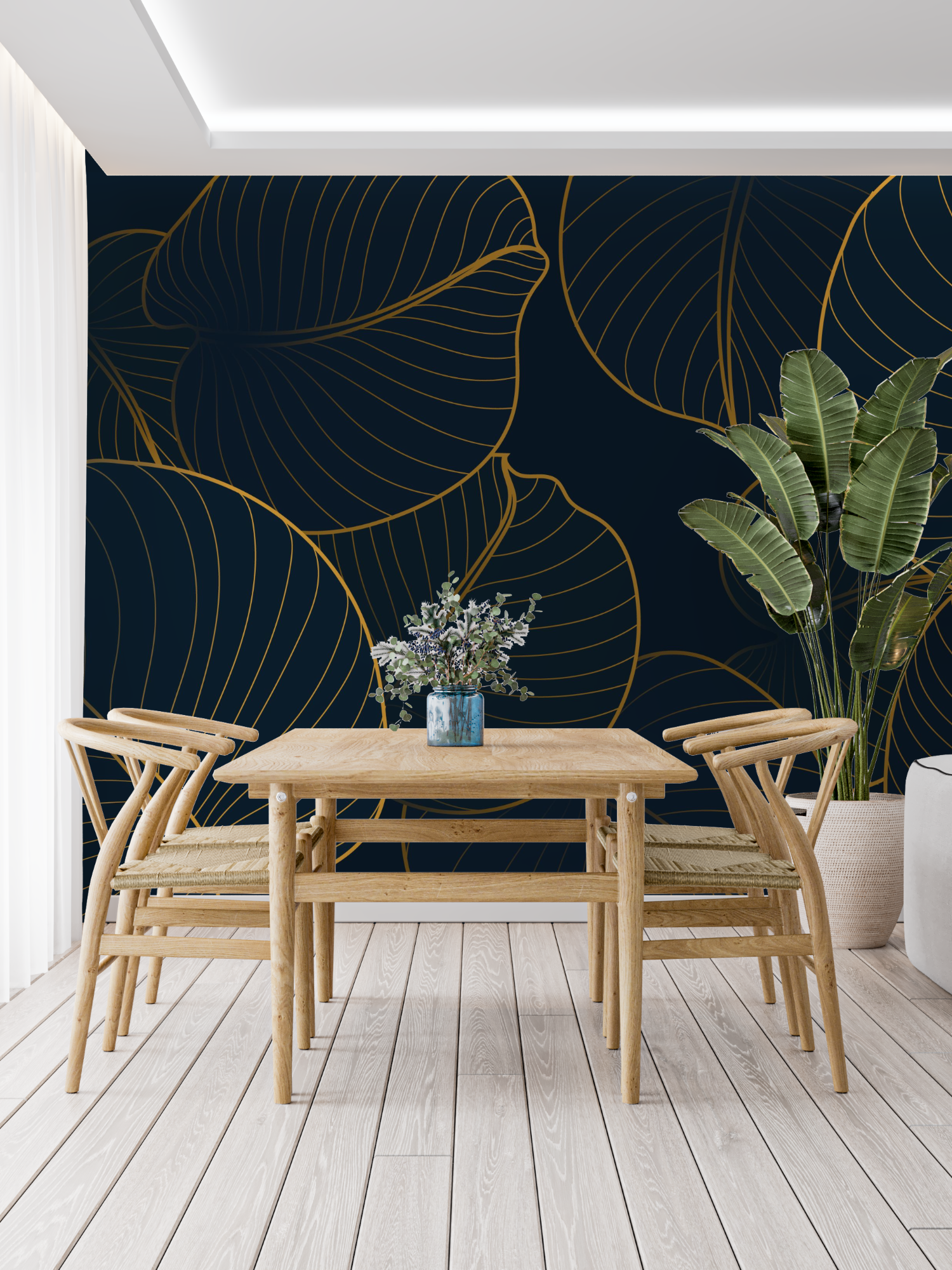 Navy Blue and Gold Bedroom Wallpaper | Murals Wallpaper