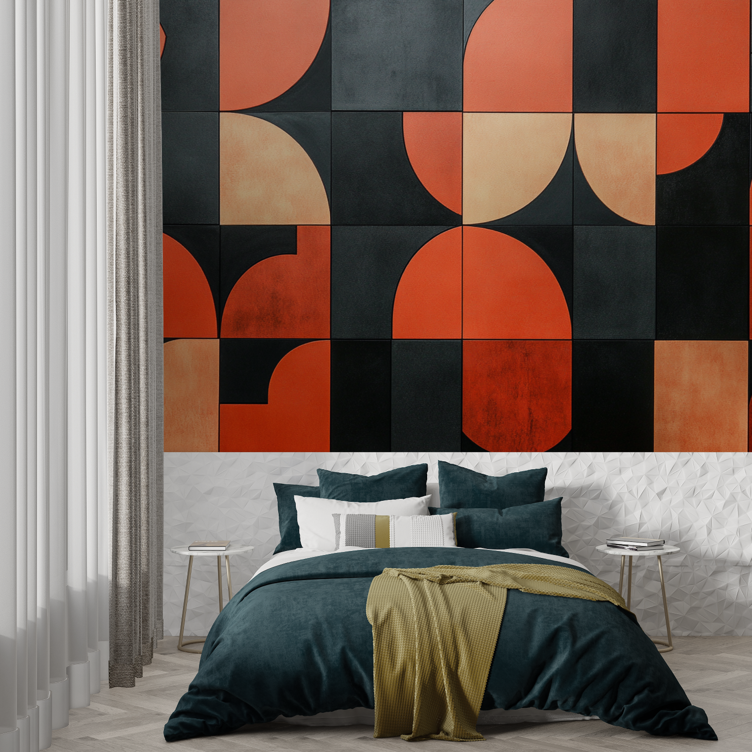 Terracotta and Black Graphic Wallpaper | Murals Wallpaper