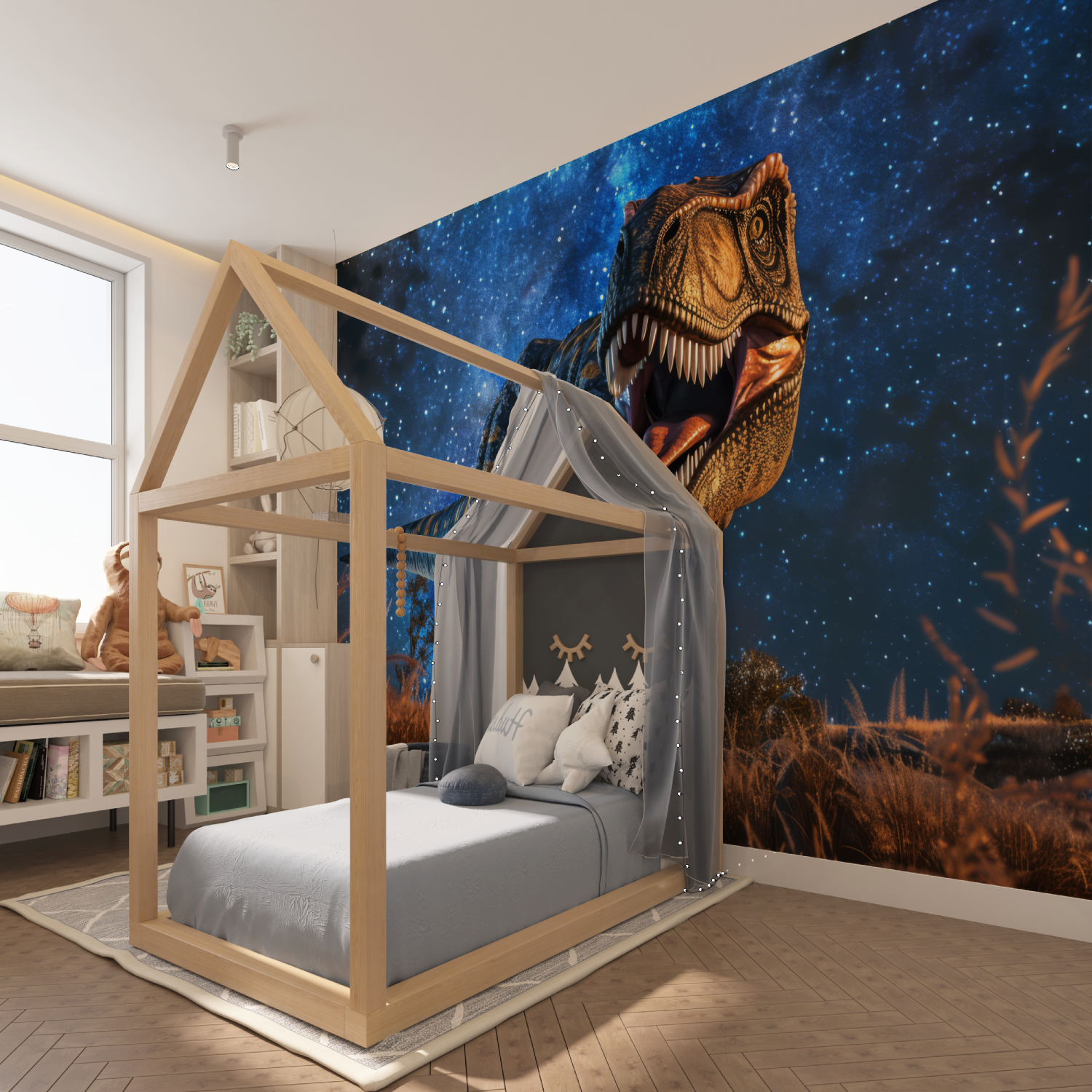 Starry Sky Dinosaur Wallpaper | Murals Wallpaper