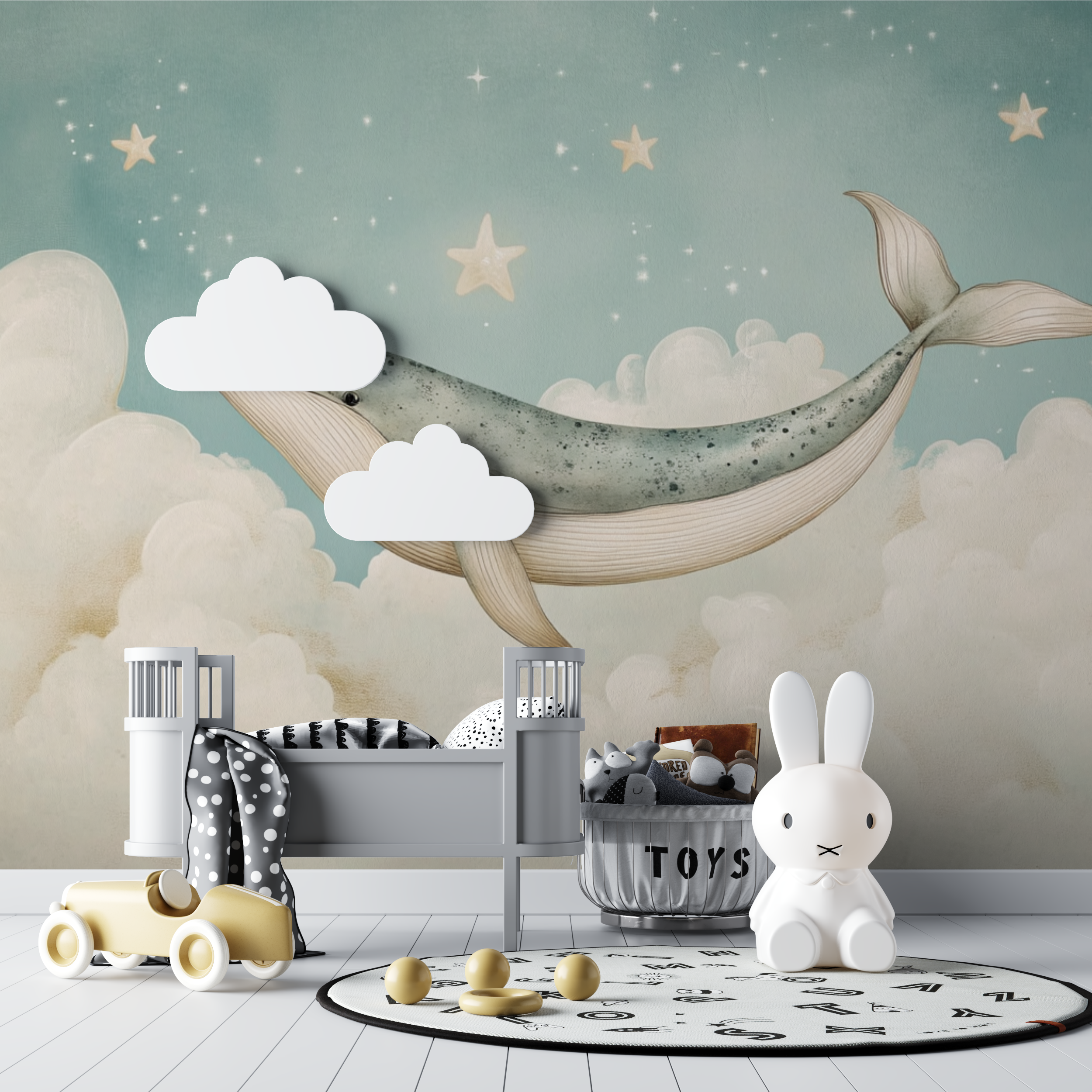 Whale and Clouds Wallpaper | Murals Wallpaper
