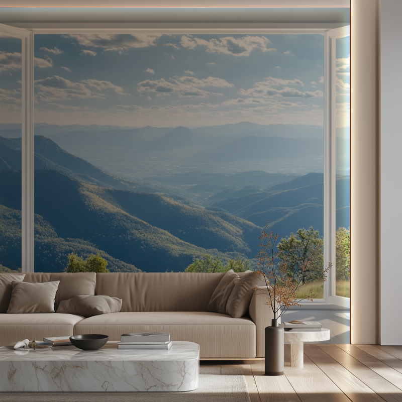 Panoramische Tapete Trompe...enes offenes Sofa Neon