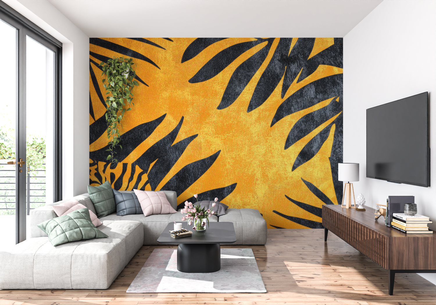 Mustard and Black Wallpaper | Murals Wallpaper