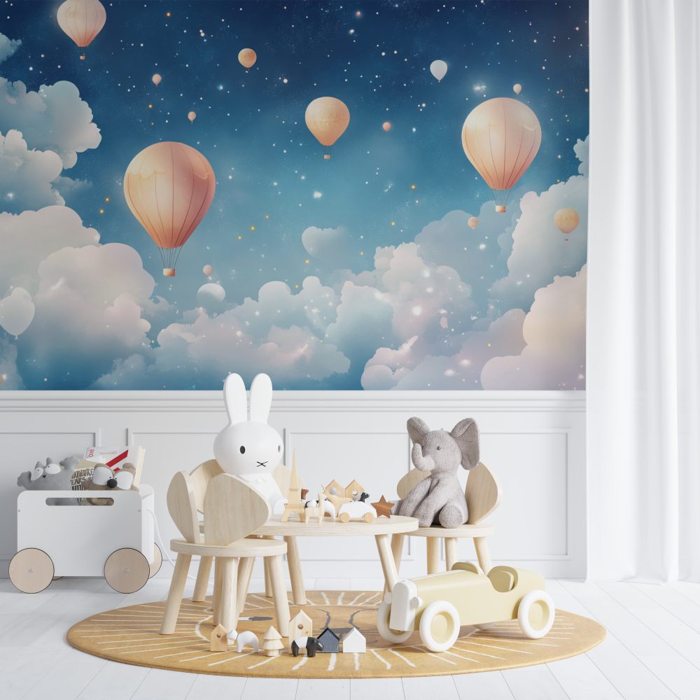Balloon Wallpaper with Peaceful Night Sky | Murals Wallpaper