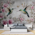 Vintage birds and flowers mural wallpaper tete de lit