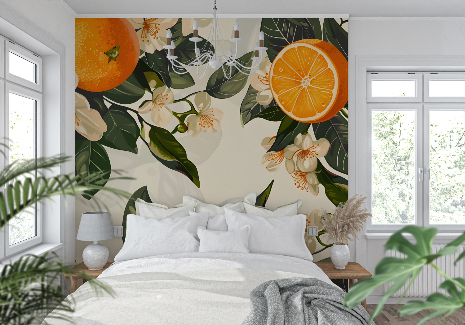 Tapeten Vintage Arbre Orange - tendance mur
