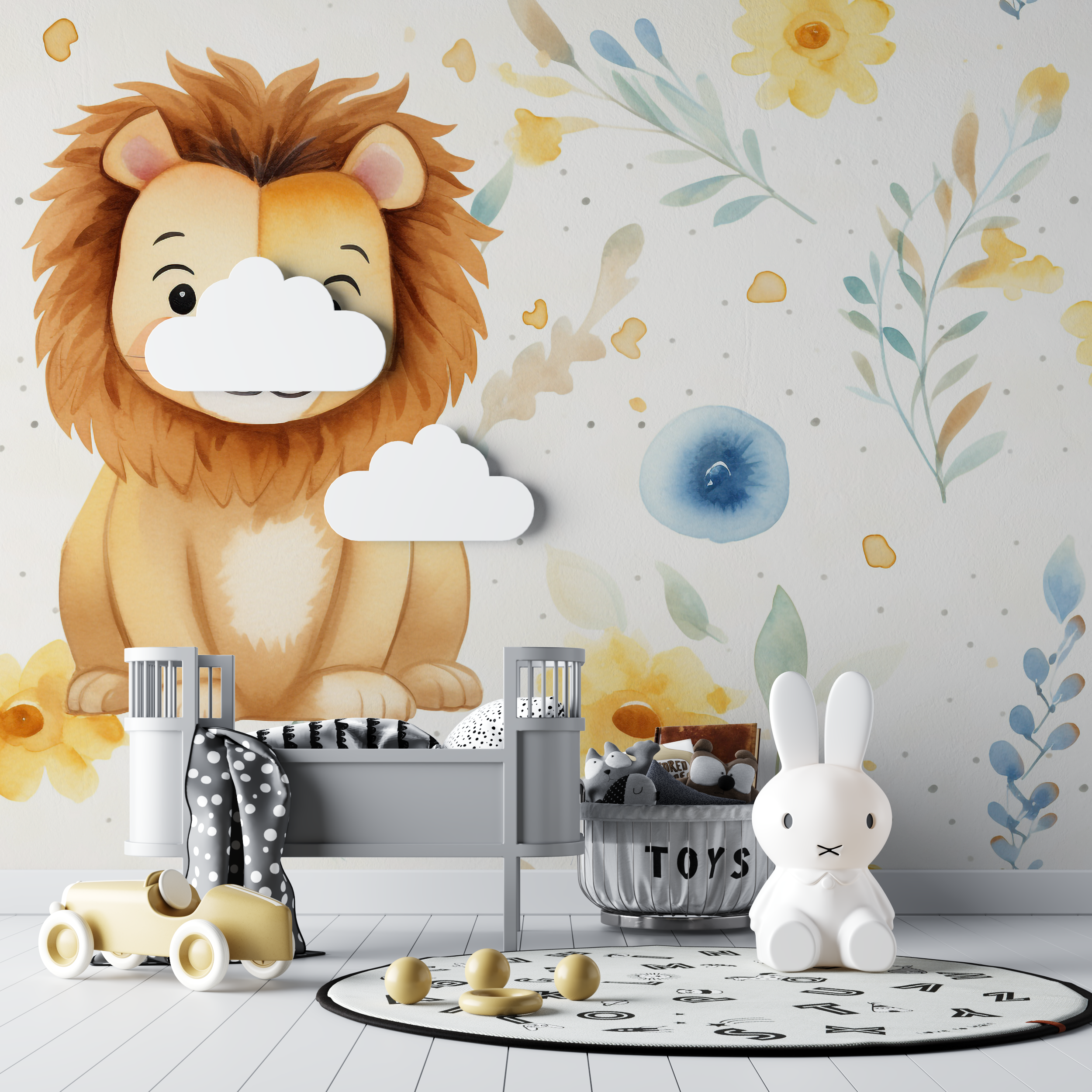 Lion and Minimalist Patterns Wallpaper | Murals Wallpaper