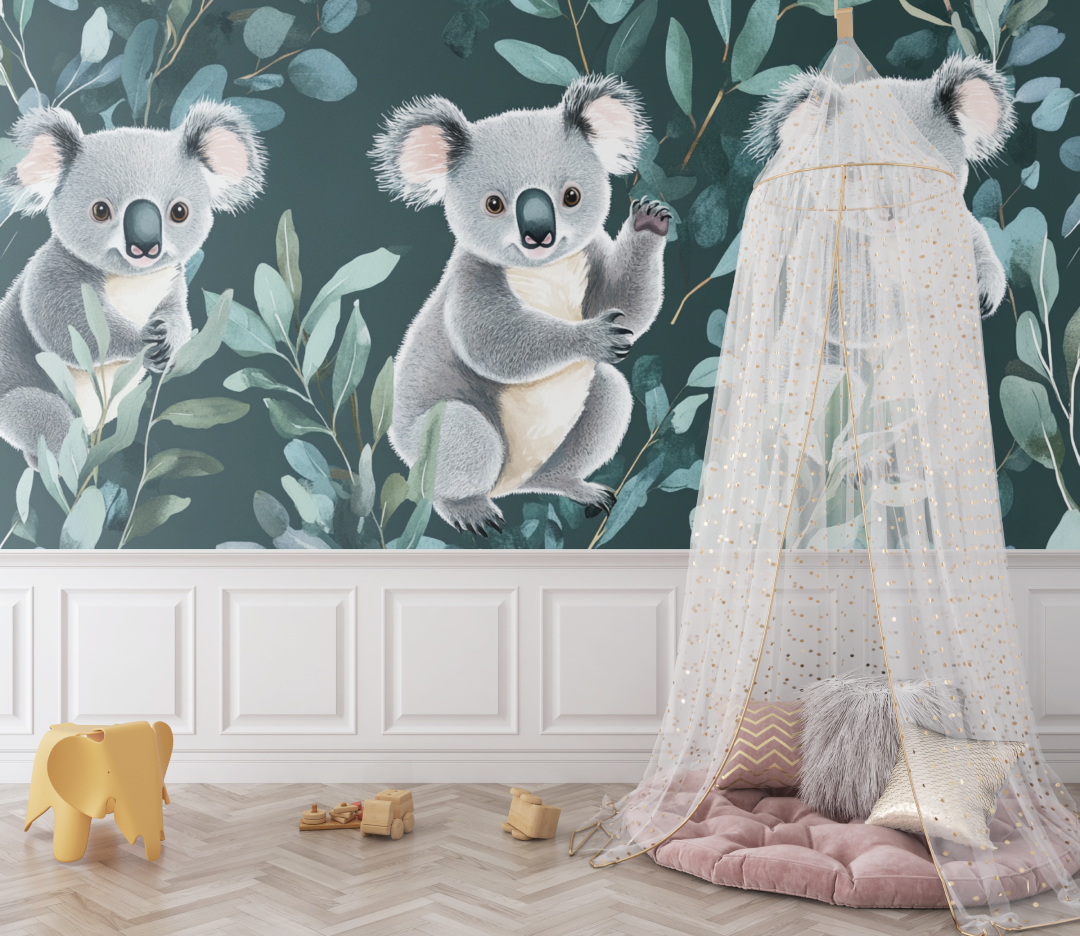 Koala Wallpaper in a Leaf Dance | Murals Wallpaper