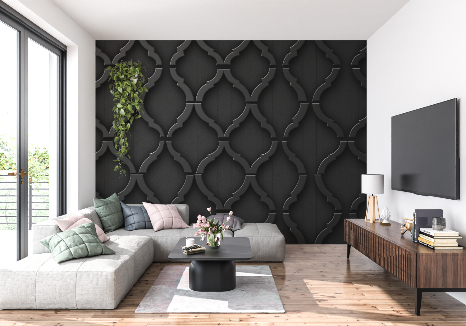 Black and Gray Patterned Wallpaper | Murals Wallpaper