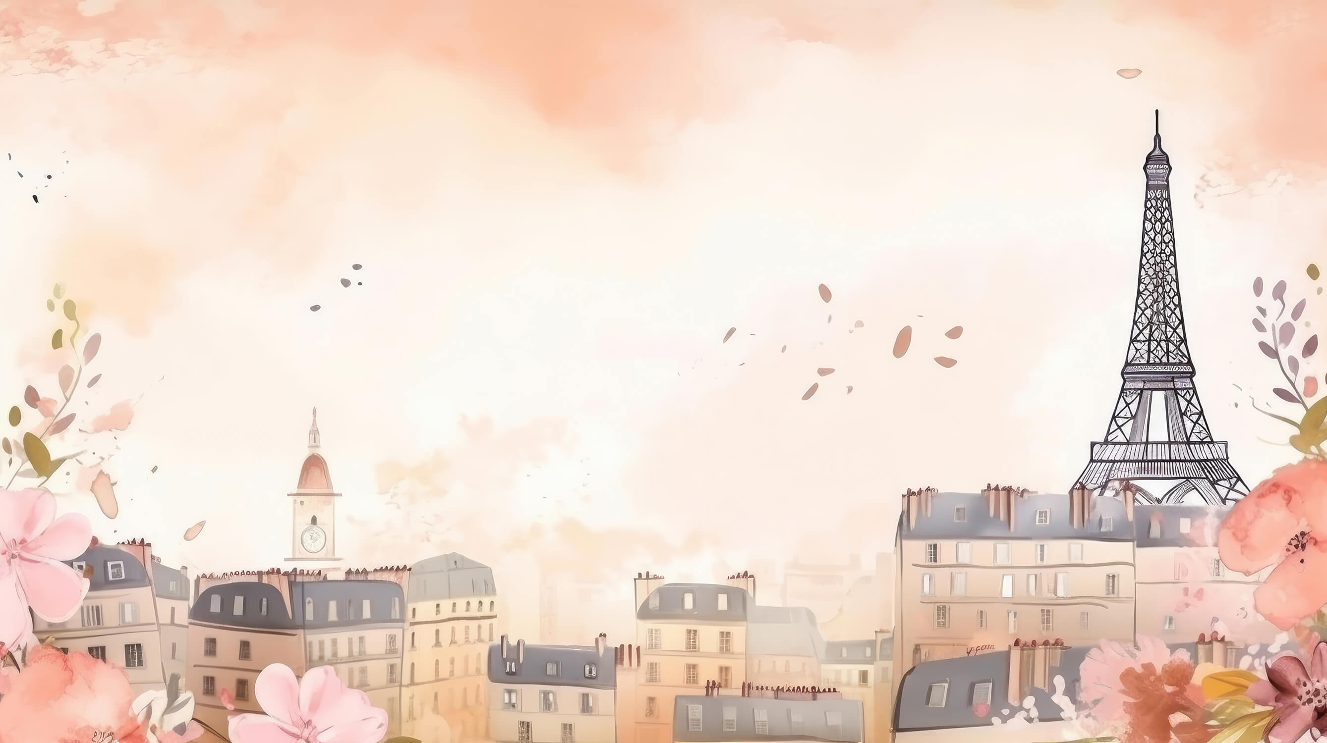 Watercolor Wallpaper Paris City Pink | Murals Wallpaper