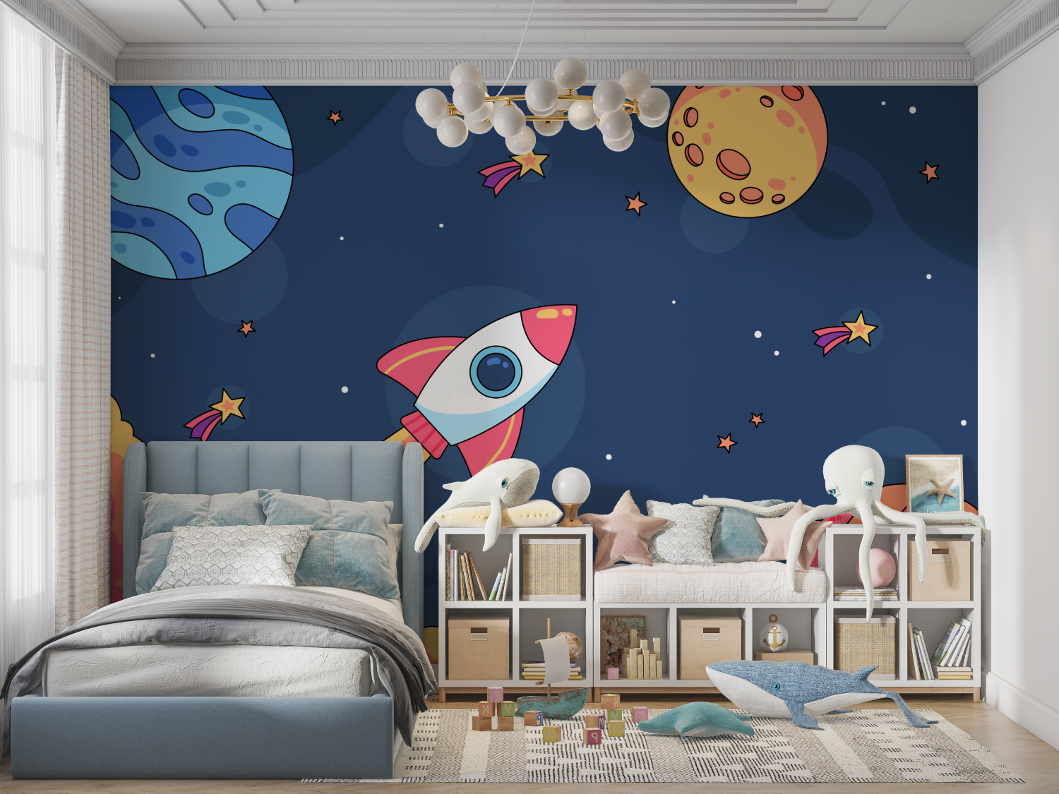 Papier-Raum-Fusee-Panorama-Garcon