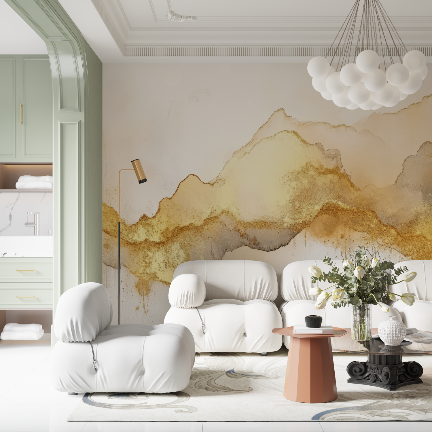 Gold Watercolor Wallpaper | Murals Wallpaper