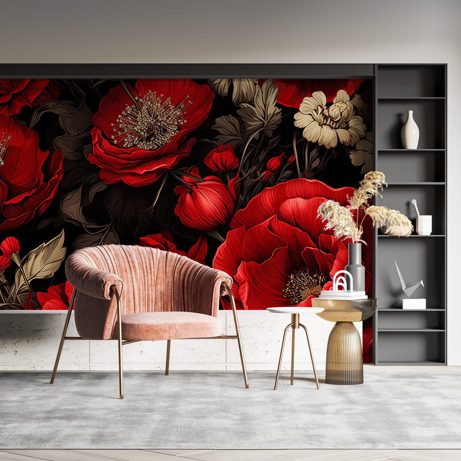Large Red Pink Wallpaper | Murals Wallpaper