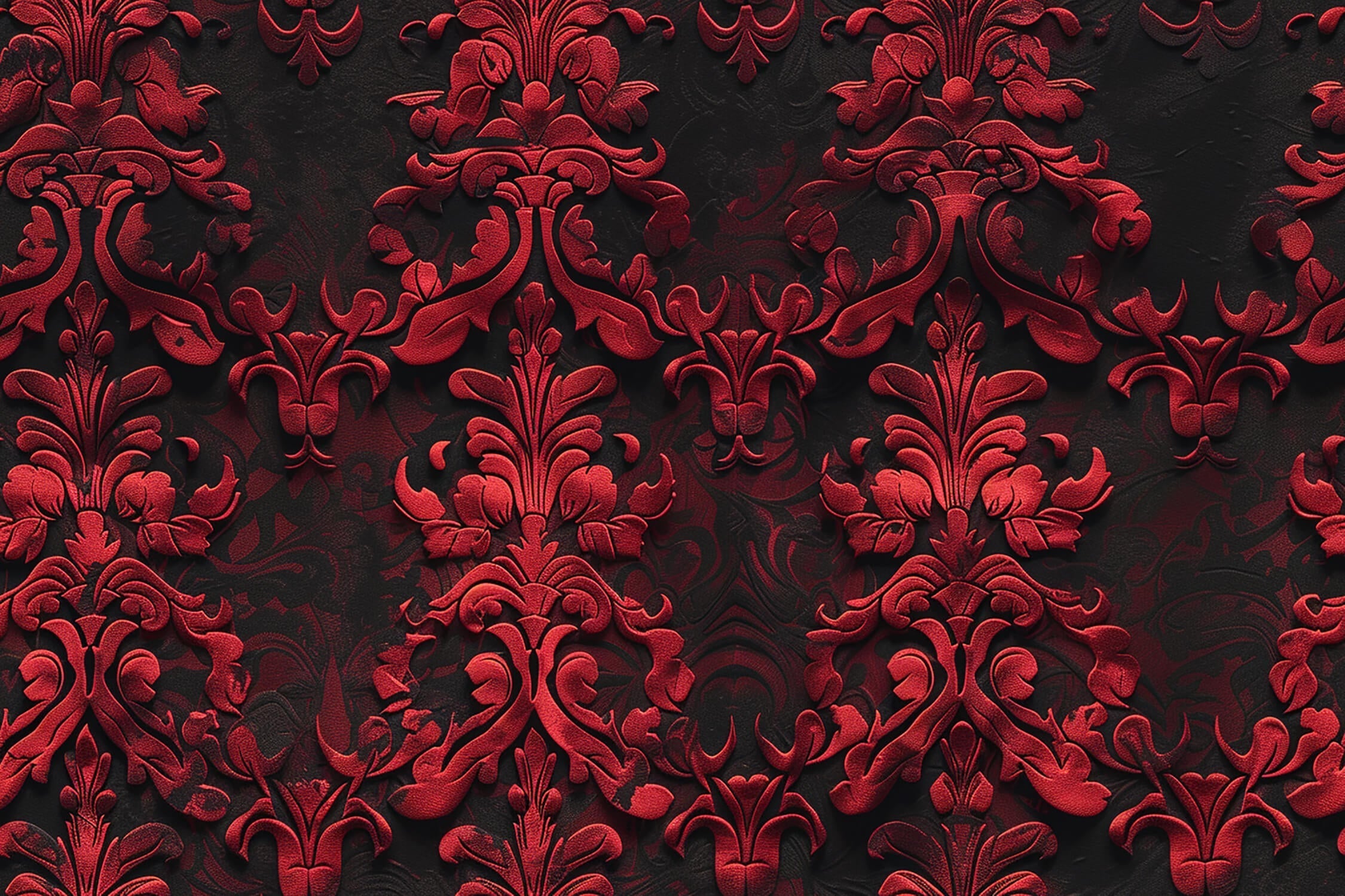 3D Red and Black Baroque Wallpaper | Murals Wallpaper