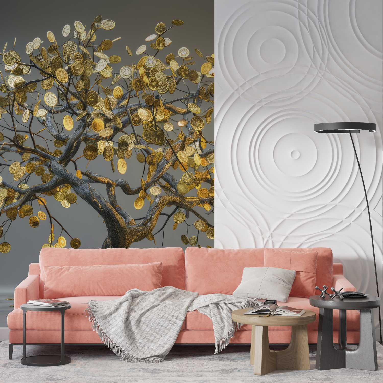 Papier Peint Arbre Doré - Imprimé