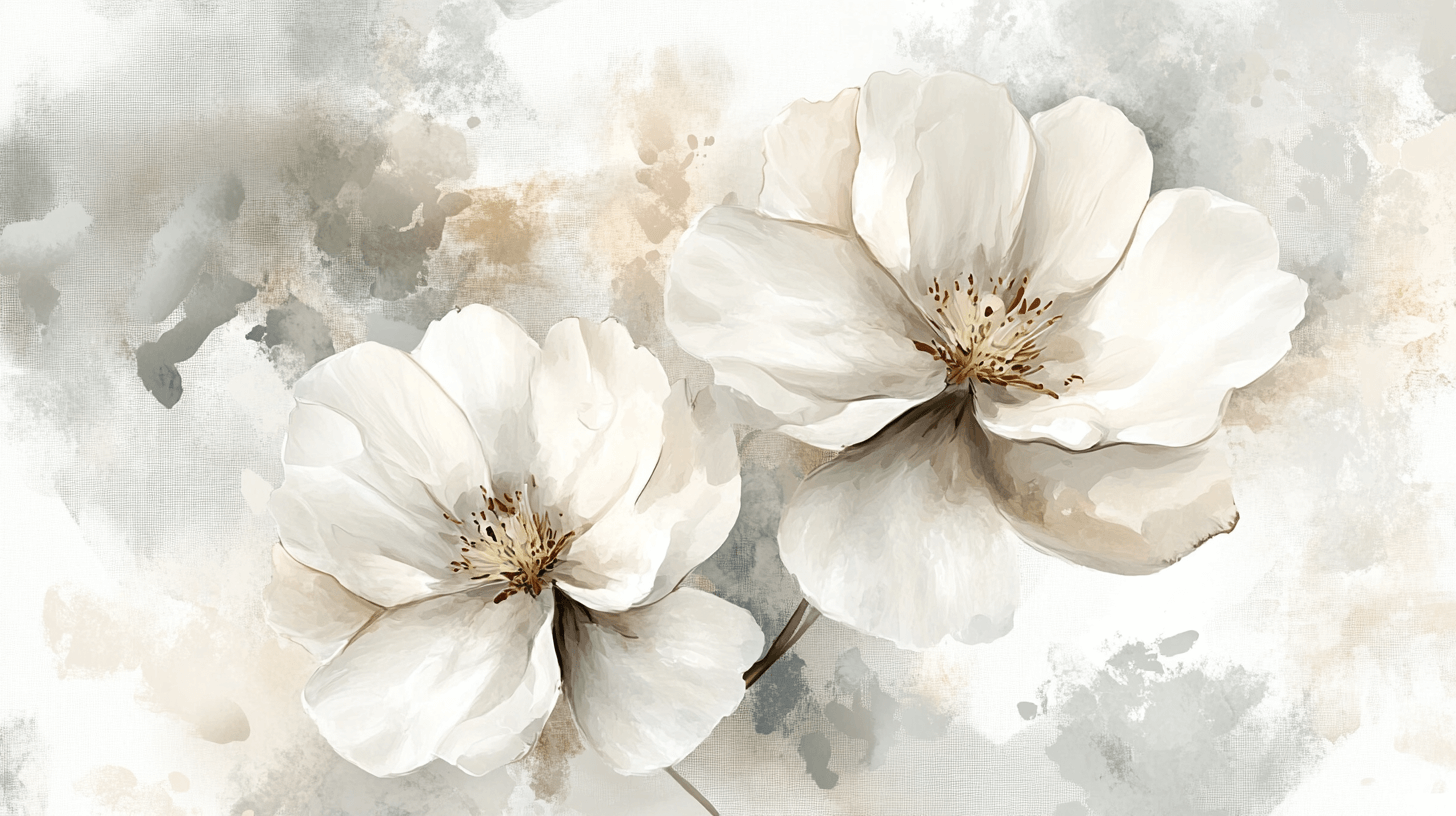 Watercolor Wallpaper Large White Flower | Murals Wallpaper