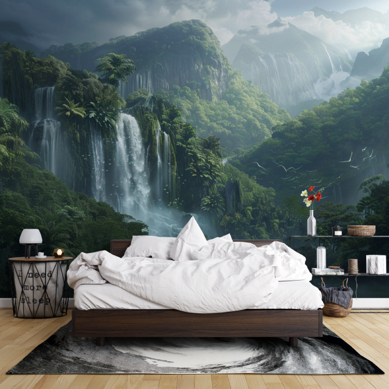 Mountain Waterfall Photo Wallpaper | Murals Wallpaper