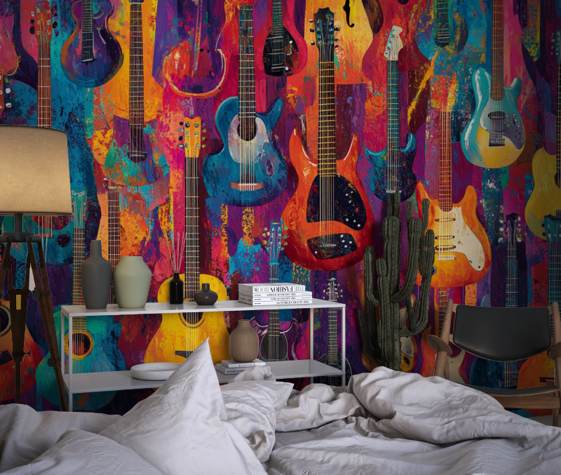 Frise papier peint instrument de musique chambre dado1