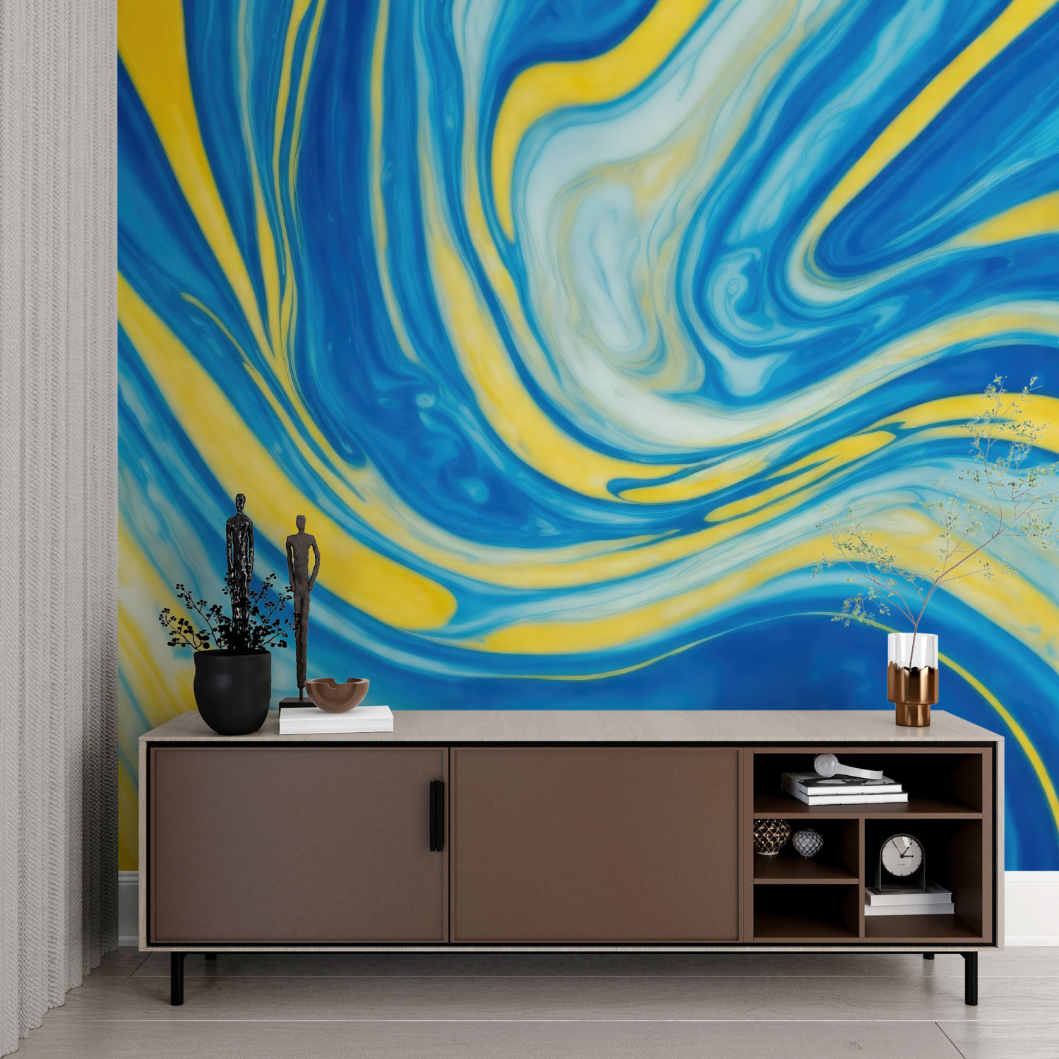 Yellow and Blue Wallpaper | Murals Wallpaper