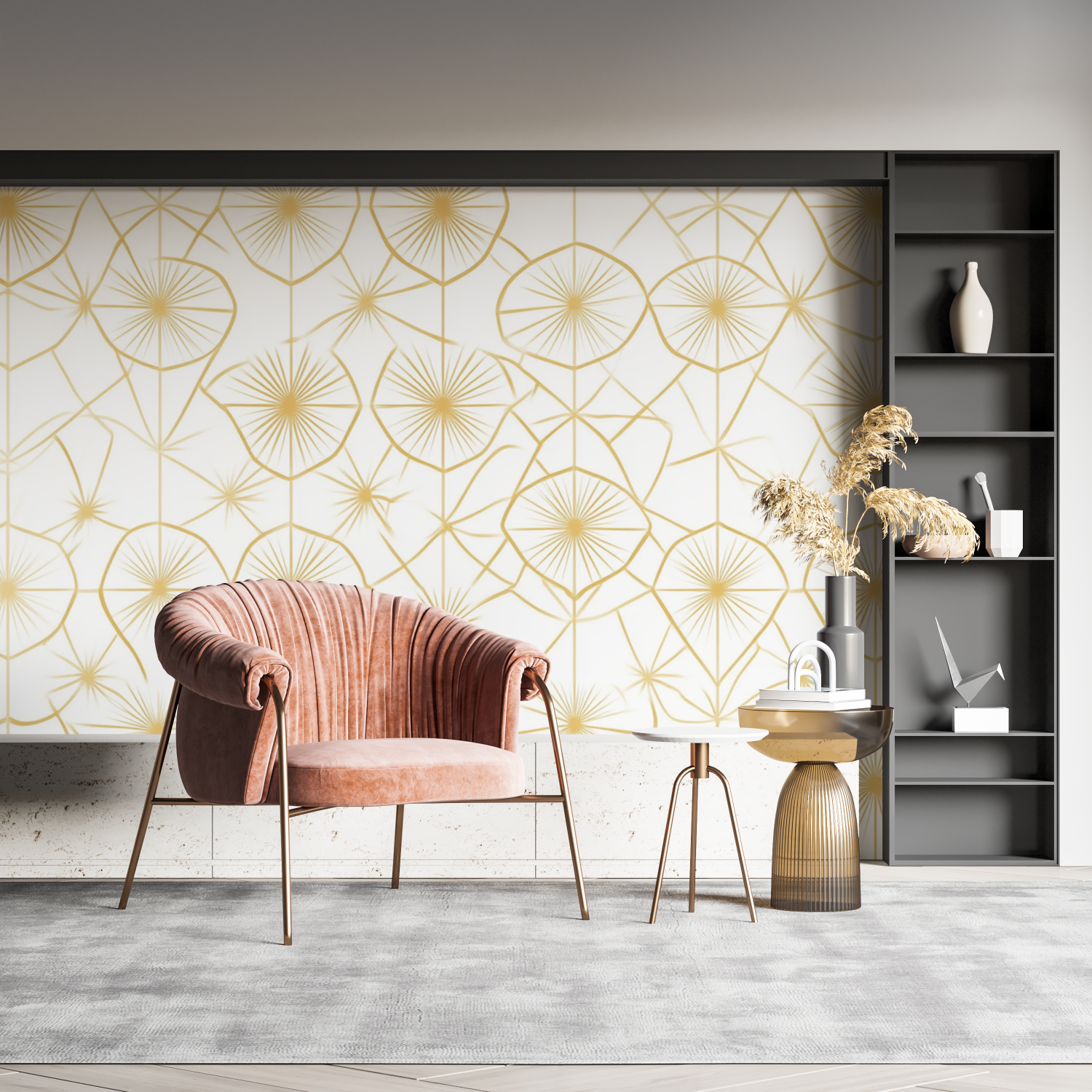 Art Deco White Gold Wallpaper | Murals Wallpaper