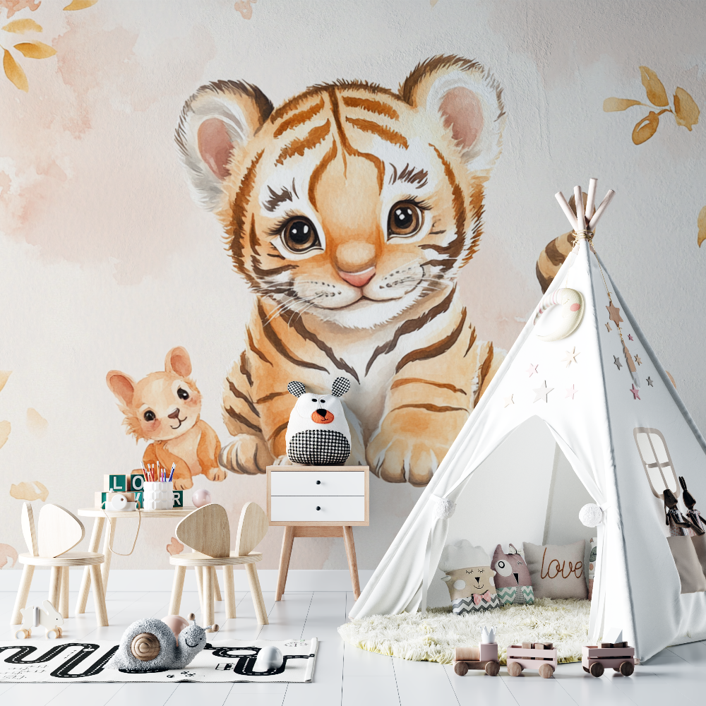 Tiger and Cute Animals Wallpaper | Murals Wallpaper