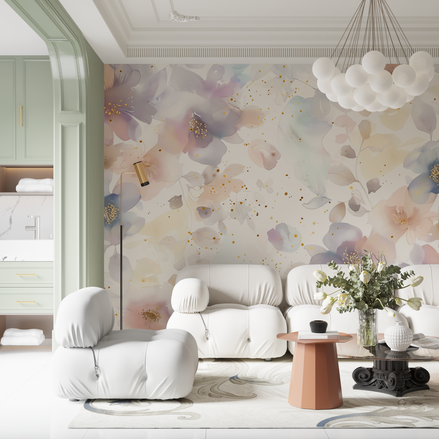 Elegant Floral Watercolor Wallpaper | Murals Wallpaper