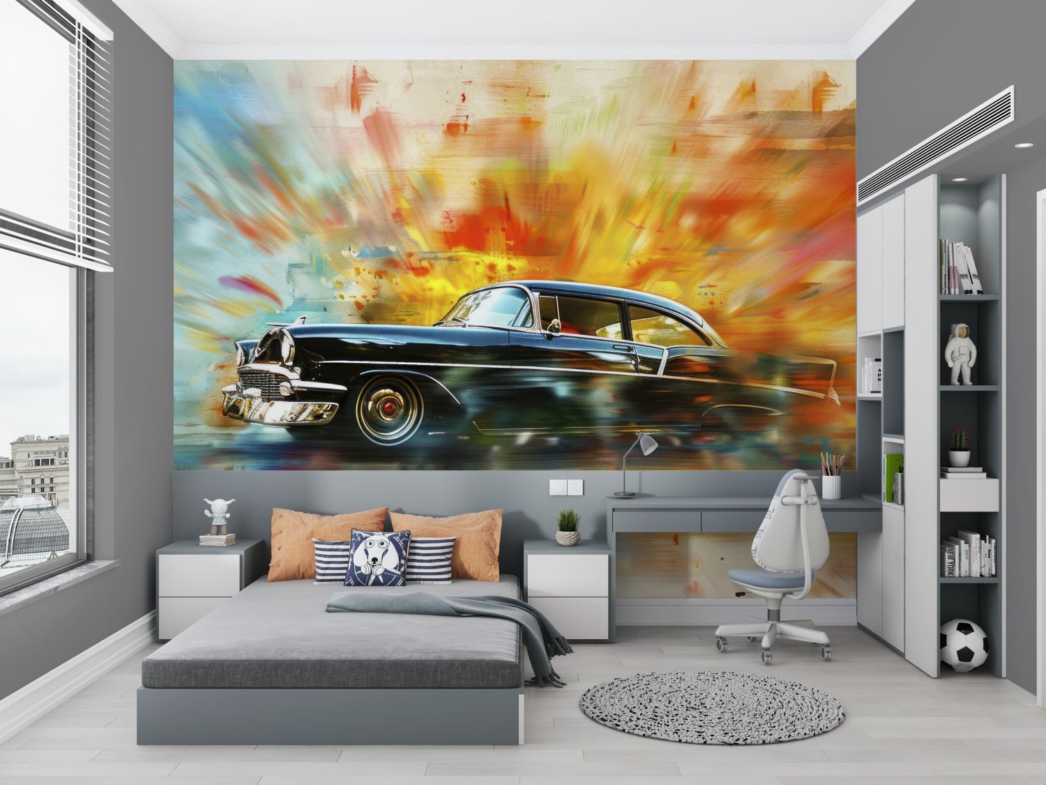 Vintage Car Explosion Wallpaper | Murals Wallpaper