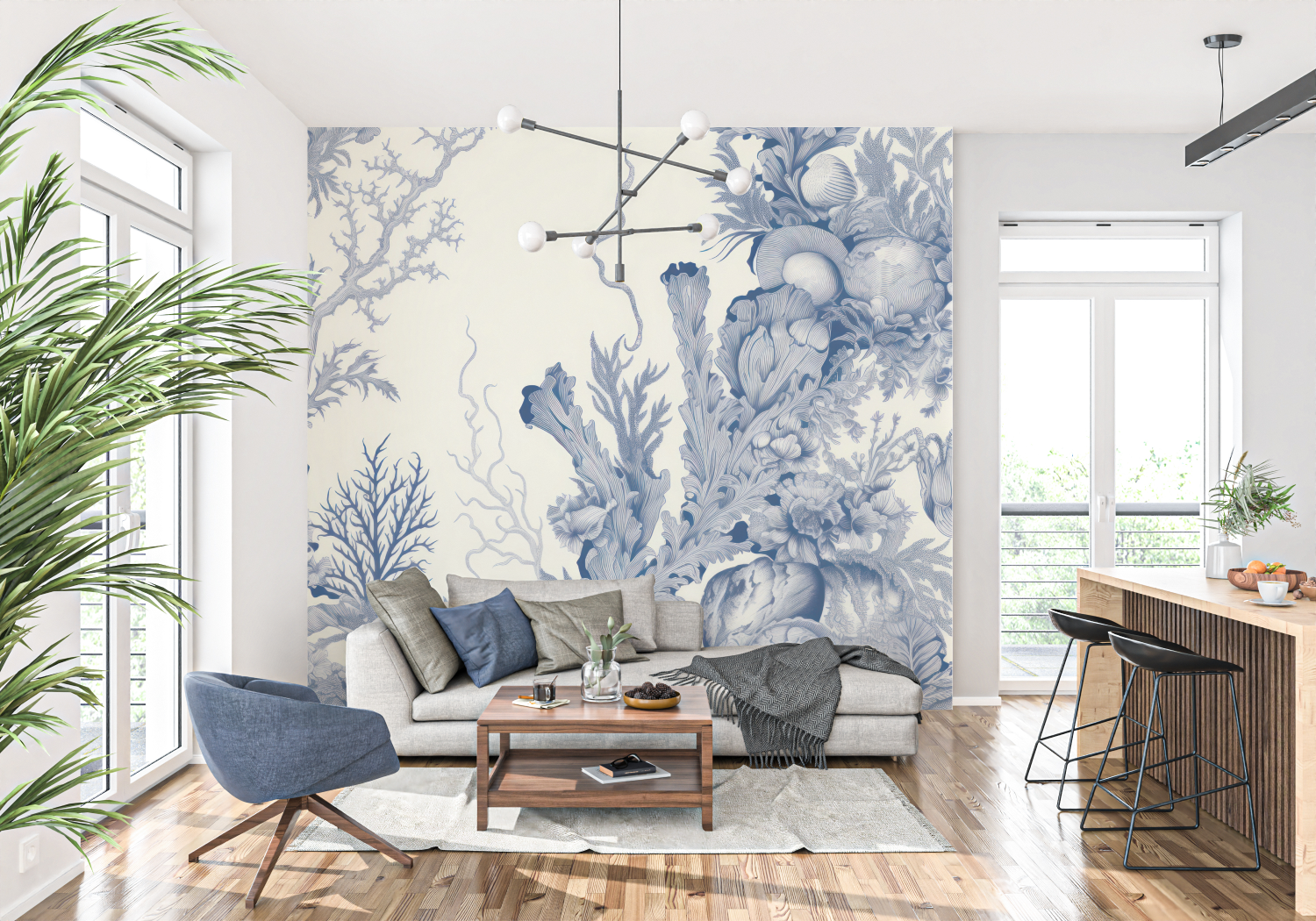 Papier Peint Toile De Jouy Thema Marin - panoramique-mur