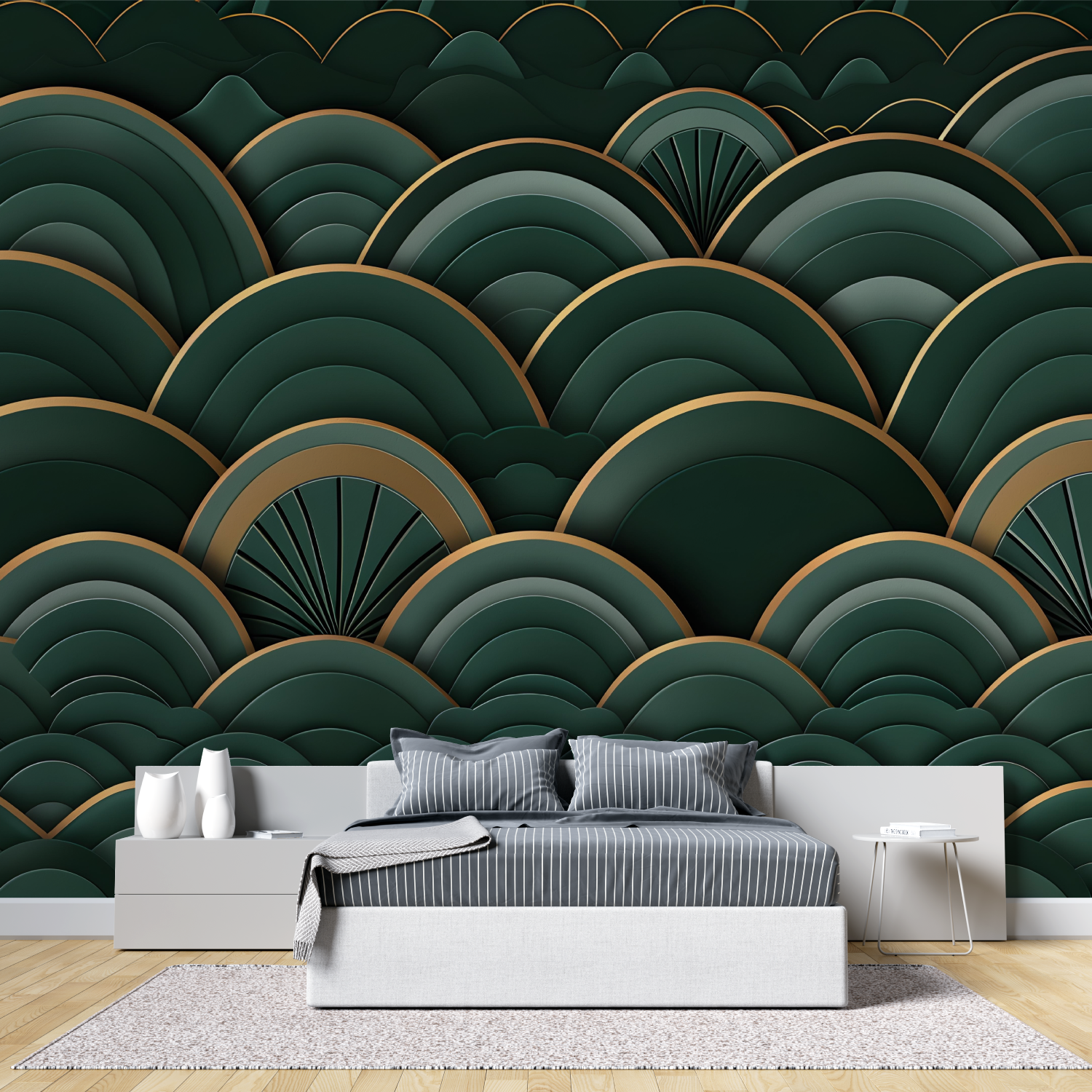 3D Green Japanese Wallpaper | Murals Wallpaper