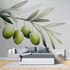 Big olives watercolor mural wallpaper tete de lit