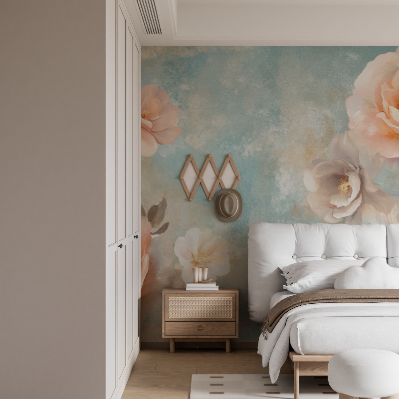 Watercolor Floral Textured Wallpaper | Murals Wallpaper